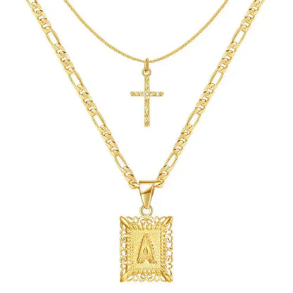 Cross Initial Necklace Set