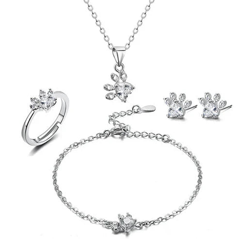 Rose Gold Paw Jewelry Set