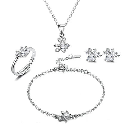 Rose Gold Paw Jewelry Set