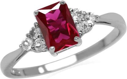 Octagon Cut Ruby Ring