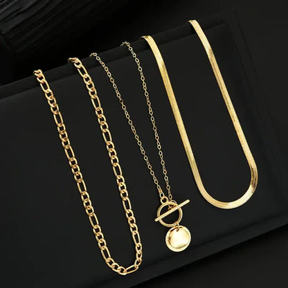 Savira Textured Coin Layered Necklace