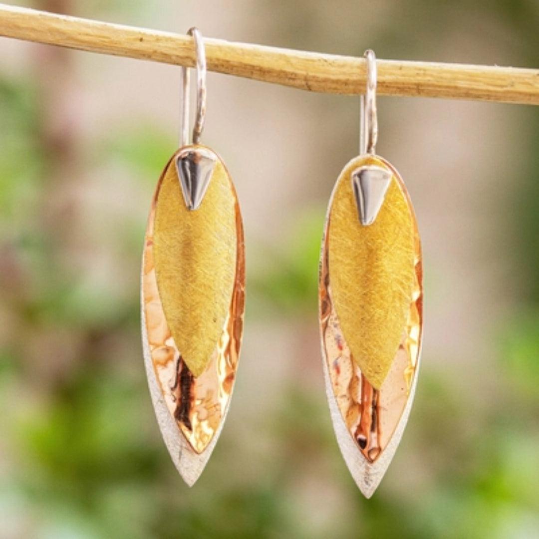 Yellow dangling vintage earrings