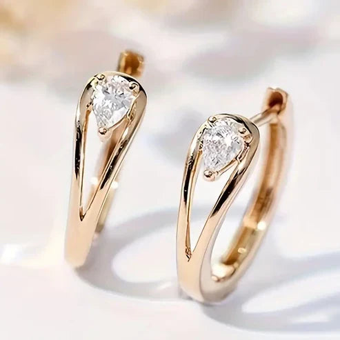 Zirconia Golden Drop Earrings